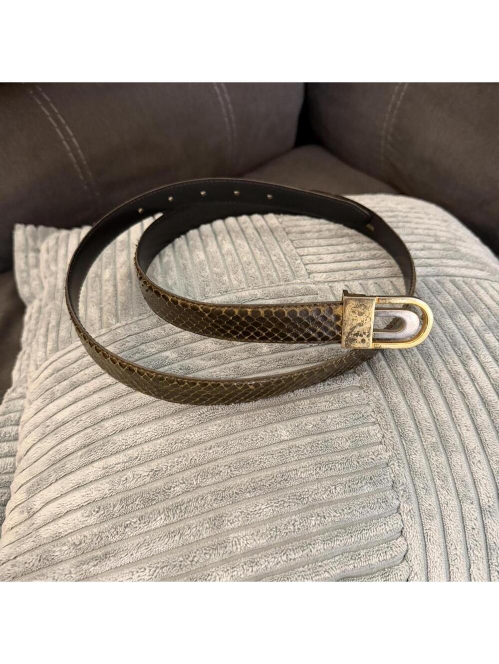 Genuine snake skin leather belt with gold buckle #leather size small-medium